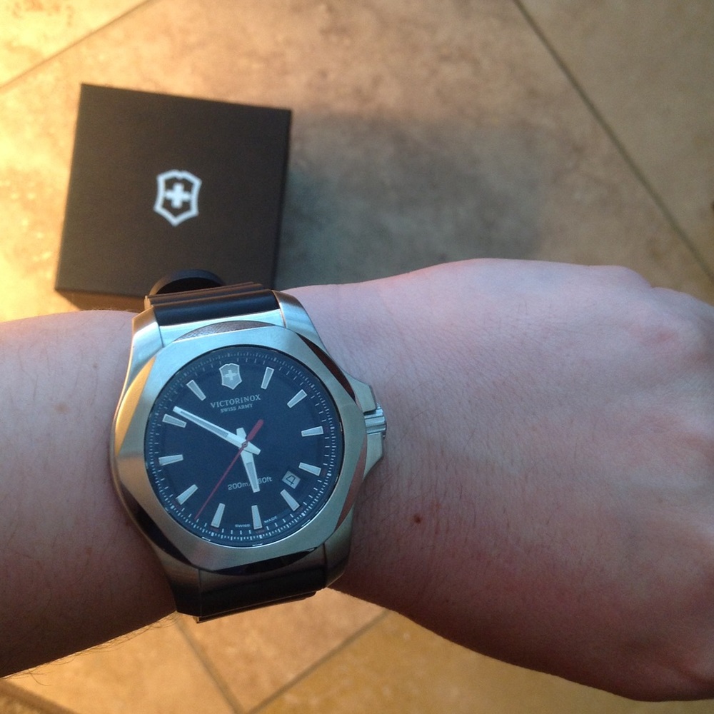 Swiss Army Inox Black Dial Black Rubber Men's